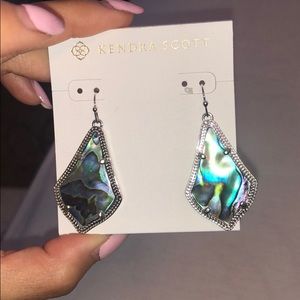 Kendra Scott Alex earrings in abalone shell color